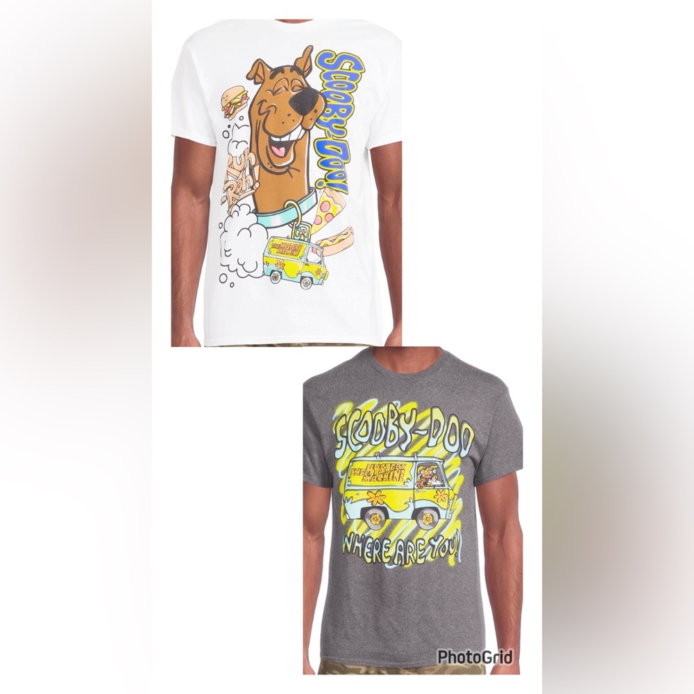 Scooby-Doo Men's Airbrush Scooby & Mystery Machine TV 
2 Graphic Tees Shirts, XL